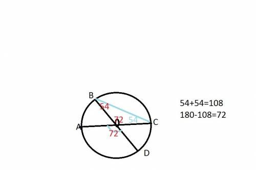 Ac и bd — диаметры окружности с центром o. угол acb равен 54°. найдите угол aod. ответ дайте в граду