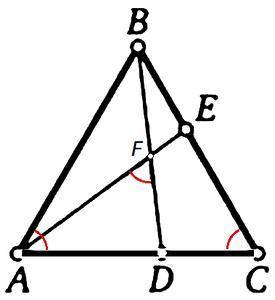 На сторонах равностороннего треугольника авс взяли точки d и е так, что отмеченный на рисунке угол р