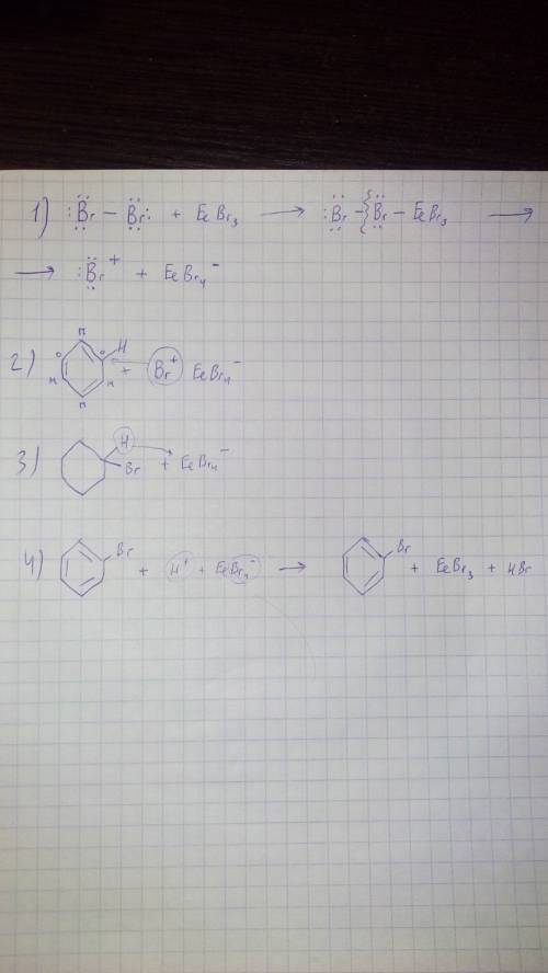 Написать механизм реакции бромирования толуола (условия: febr3).