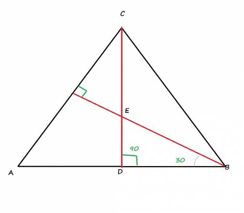 Найти угол который образуется при пересечении двух биссектрис равностороннего треугольника