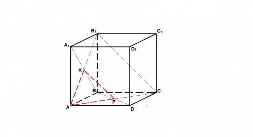 Abcda1b1c1d1 - куб, длина ребра которого равна 4 см. точки k, p - точки пересечения диагоналей гране