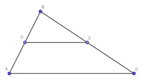Втреугольнике авс точка d є ав, а точка е є вс. ав=20см, вс=35см, db=12см, ве=21см. докажите, что de