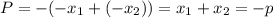 P=-(-x_1+(-x_2))=x_1+x_2=-p