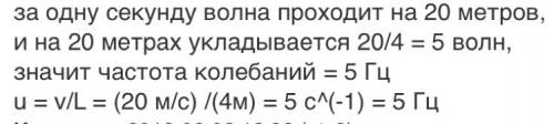 Длина волны 4 м а скорость ее распространения 20м/с с какой частотой колеблется волны