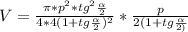 V= \frac{ \pi *p^2*tg^2 \frac{ \alpha }{2} }{4*4(1+tg \frac{ \alpha }{2})^2 } * \frac{p}{2(1+tg \frac{ \alpha }{2)} }