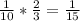 \frac{1}{10} * \frac{2}{3} = \frac{1}{15}