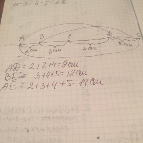 Начертить прямую и отложить на ней один за другим отрезки ав=2см вс=3см сд=4см де=5см. вычислить и з