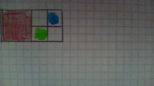 На рисунке дан прямоугольник.закрась 1/2 часть этого прямоугольника красным,1/4 голубым,1/4 зеленым