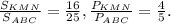 \frac{S_{KMN}}{S_{ABC}}=\frac{16}{25}, \frac{P_{KMN}}{P_{ABC}}= \frac{4}{5}.