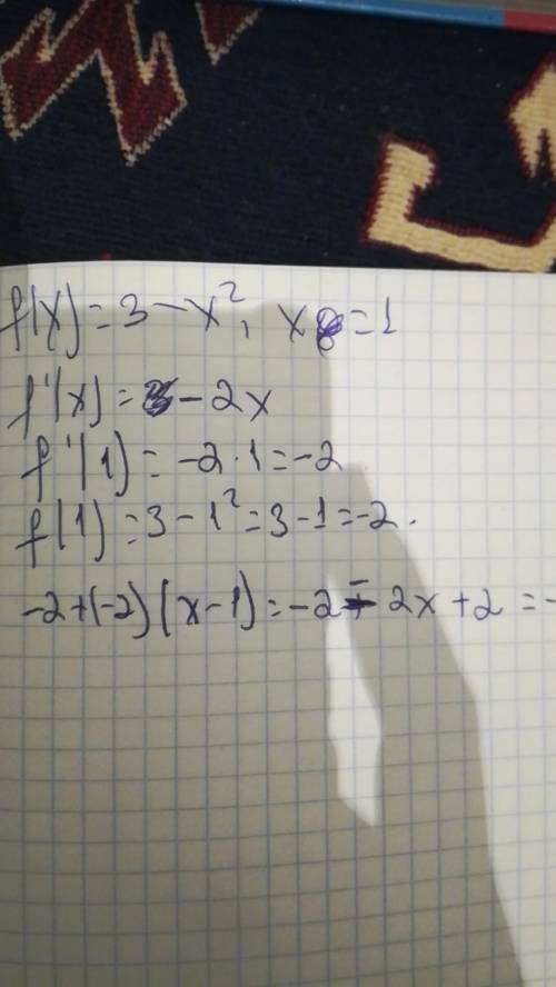 Напишите уравнение касательной к графику функции y=f(x) в точке , абцисса которой равна x0 a) f(x)=3