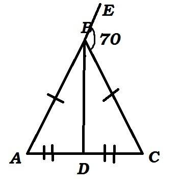 Вравнобедреннгм треугольнике авс с основанием ас проведена медиана bd найлите углы abd и adb,если уг