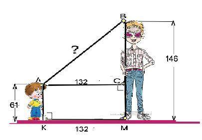 Стивен(рост 61см) и вильям (рост 146 см ) стоят на полу.если расстояние между их ступнями 132 см, ка