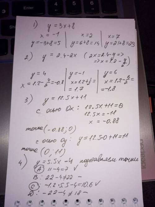 (заранее большое ! ) 1) функция задана формулой y=3x+8 . найдите значение функции, если значение арг