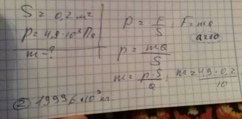 Мяч соприкасается с полом площадью s = 20 см2, оказывая при этом давление р = 4,9 кпа. определите ма