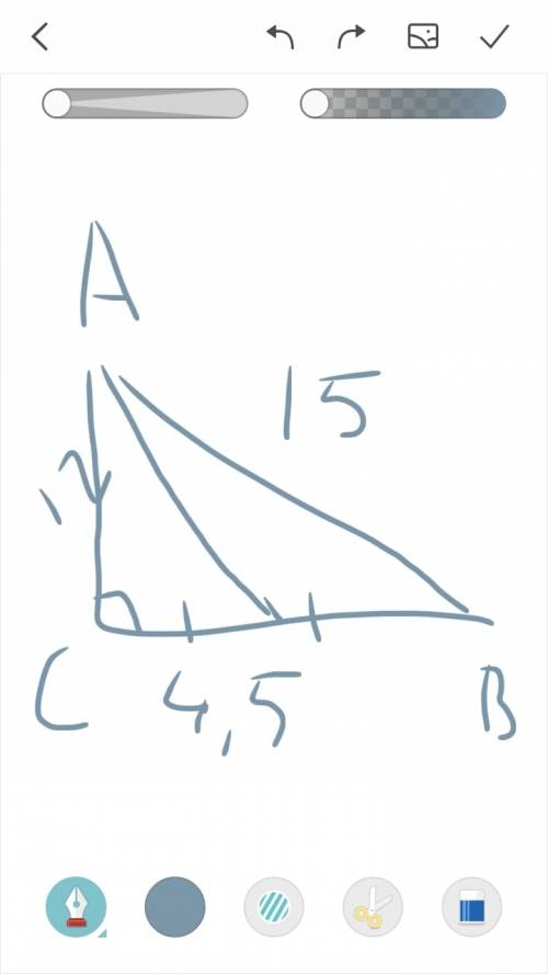 Отрезок ad-биссектриса треугольника abc, в котором угол c=90, ab=15 см и ac=12 см. найдите bd и cd.