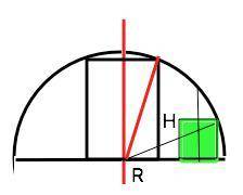 Цилиндр с радиусом r и высотой h накрыт полусферой. определите наименьший радиус полусферы.