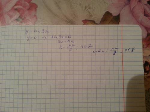 4.2. найдите нули функции y = sin3x .