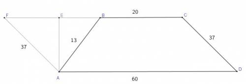 Найдите площадь трапеции у которой параллельные стороны 60 см и 20 см а непараллельные 13 см и 37 см