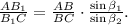 \frac{AB_1}{B_1C}=\frac{AB}{BC}\cdot \frac{\sin \beta_1}{\sin \beta_2}.