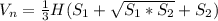 V_n= \frac{1}{3} H(S_1+ \sqrt{S_1*S_2} +S_2)