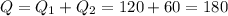 Q=Q_1+Q_2=120+60=180