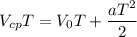 V_{cp} T = V_0 T + \dfrac{aT^2}{2}