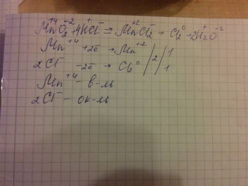 Уравняйте овр методом электронного mno2+hcl=mncl2+cl2+h2o