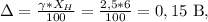 \Delta=\frac{\gamma*X_H}{100} =\frac{2,5*6}{100}= 0,15 \ \text{B},