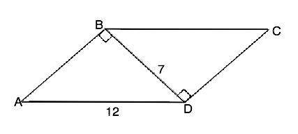 Сторона ad параллелограмма abcd равна 12 см,диагональ bd перпендикулярна ab, bd=7 см.найдите углы па