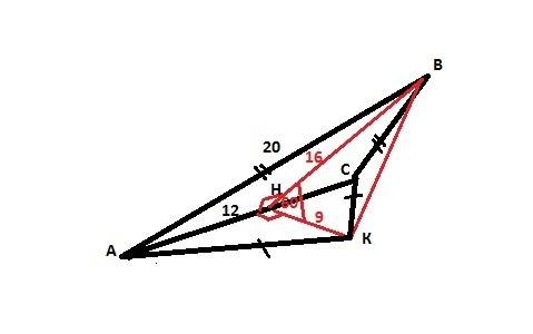 •кут між площинами трикутників авс і акс дорівнює 60°, ас = 24 см, вс = ва = 20 см, кс = ка = 15 см.