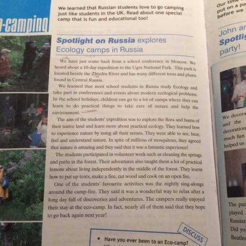 Перевод текста spotlight on russia explores ecology camps in russia