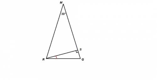 Дано треугольник qrm. qm=rm. угол м =30. rs перпендикулярен mq. найти угол qrs