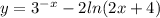 y=3^{-x}-2ln(2x+4)