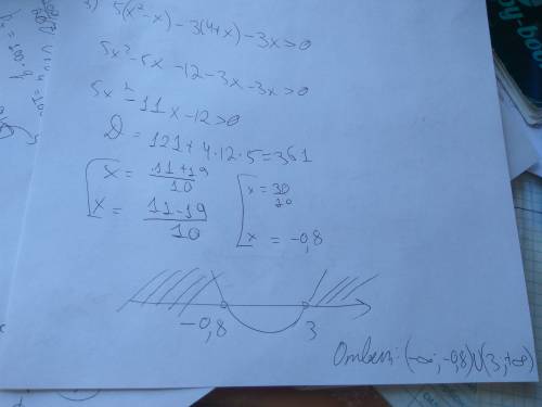 )) решение квадратных неравенств методом параболы : 1) 6х^2-5(4х-2) > или= -3х 2) 10х(х-7)-30 <