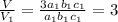 \frac{V}{V_1} = \frac{3a_1b_1c_1}{a_1b_1c_1}=3