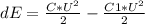 dE= \frac{C*U^2}{2}- \frac{C1*U^2}{2}