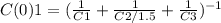 C(0)1=( \frac{1}{C1}+ \frac{1}{C2/1.5}+ \frac{1}{C3} )^{-1}