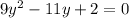 9y^2-11y+2=0