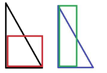 Ак получить прямоугольник той же площади , что и заданный прямоугольный треугольник ?