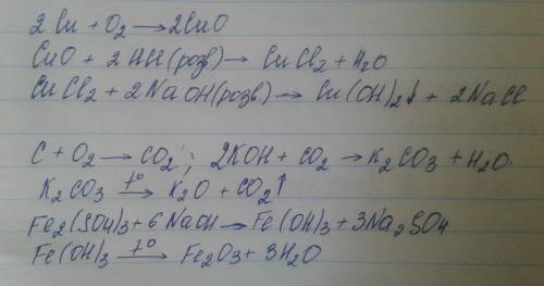 Как сделать хим перетворення cu cuo cucl2 cu(oh)2 c co2 k2co3 co2 fe2(so4)3 fe(oh)3 fe2o3