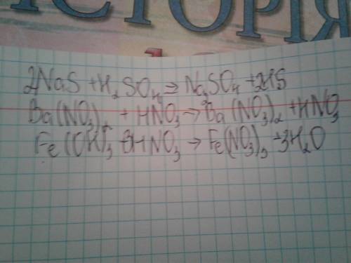 Nas+h2so4 > ba(no3)2+hno3 > fe (oh)3+hno3 > на всякий случай(2,3,4) маленькие и пишутся в н