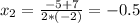 x_2=\frac{-5+7}{2*(-2)}=-0.5