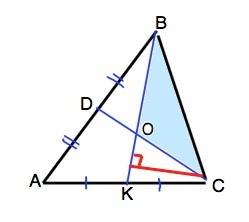 Втреугольнике abc медианы bk и сd пересекаются в точке o. площадь треугольника bco равна 6 см в квад