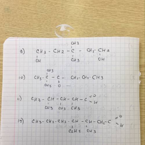 Составьте структурные формулы следующих веществ: 1)3-изопропил-2,3,4-триэтилгексаналь 2)2,4,5-тримет