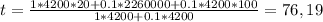t= \frac{1*4200*20+0.1*2260000+0.1*4200*100}{1*4200+0.1*4200}=76,19