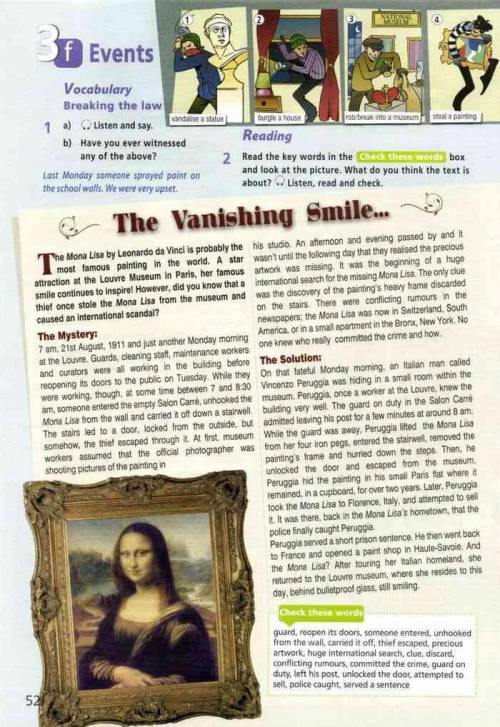 Перевод текста the vanishing smile 6 класс