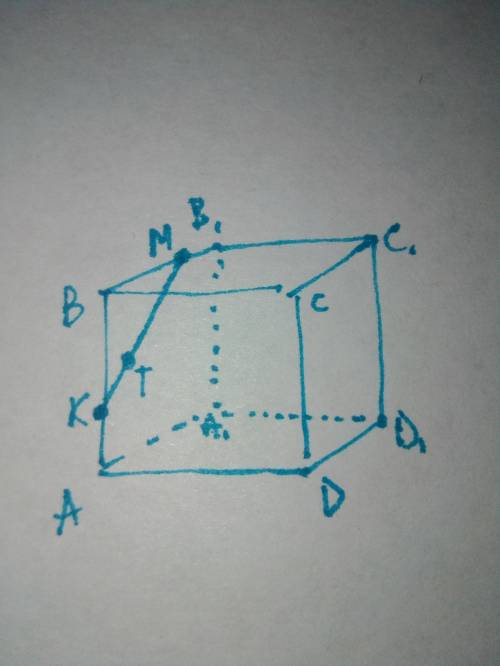 Точки м и к принадлежат рёбрам вв1 и ав куба авсда1в1с1д1.точка т лежит на прямой мк.какой плоскости