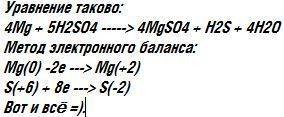 Расставьте коэффициенты методом электронного в поведённом уравнении реакции: mg+h2so4=mgso4+h2s+h2o