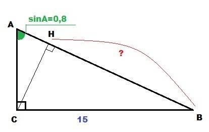 Втреугольнике abc угол c равен 90градусов, ch - высота,bc =15, sin a=0,8. найдите bh.