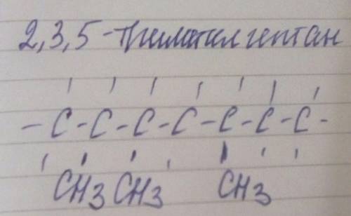 Напишите формулу вещества 2,3,5-триметилгептан